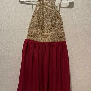 Elegant Dress Red Wine and Gold